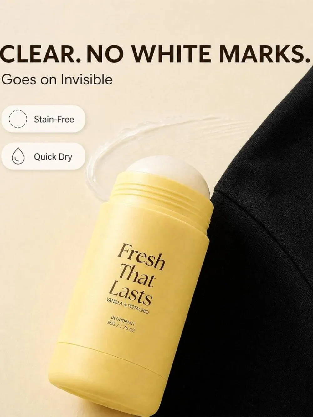 Fresh That Lasts Deodorant Stick, Vanilla Pistachio, Aluminum Free Men & Women